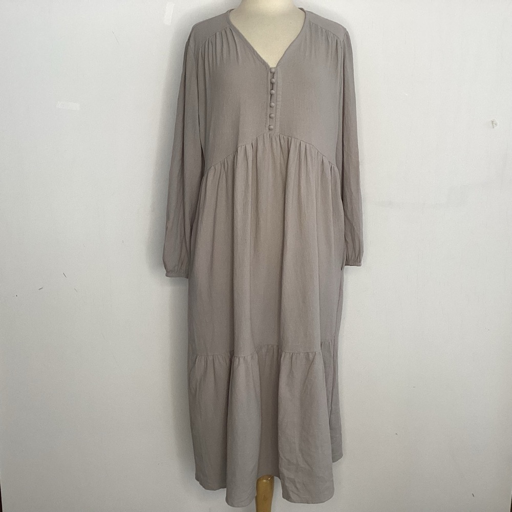 Boho, cottagecore. whimsygoth tiered puff sleeve cotton blend maxi dress 3XL